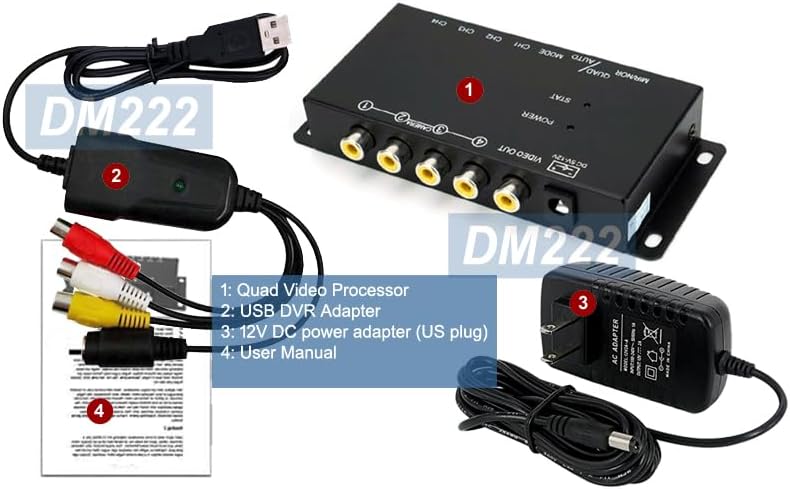 AllAboutAdapters مضاعف فيديو رباعي القنوات صغير الحجم مع محول DVR USB - Image 5